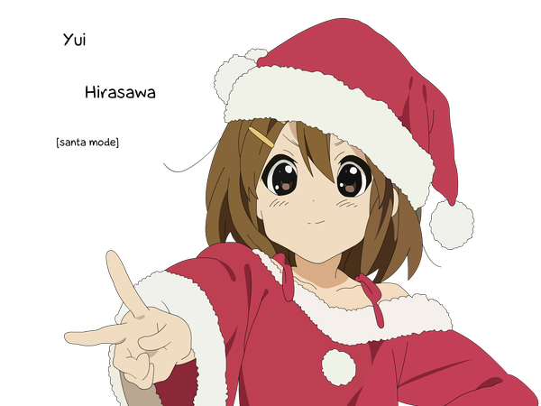 Anime picture 1600x1200 with k-on! kyoto animation hirasawa yui fur trim christmas transparent background vector fur santa claus hat santa claus costume
