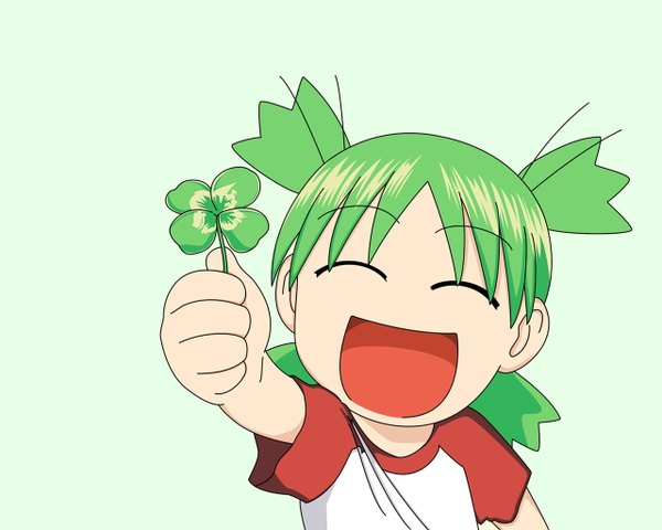 Anime picture 1280x1024 with yotsubato koiwai yotsuba green background clover (plant) tagme