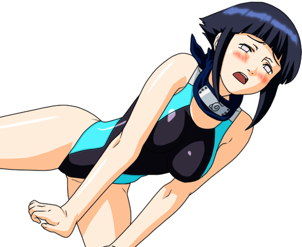 Anime picture 1483x1214 with naruto studio pierrot naruto (series) hyuuga hinata shugo19 single blush fringe short hair breasts open mouth light erotic black hair bare shoulders payot looking away blunt bangs arm support grey eyes spread legs