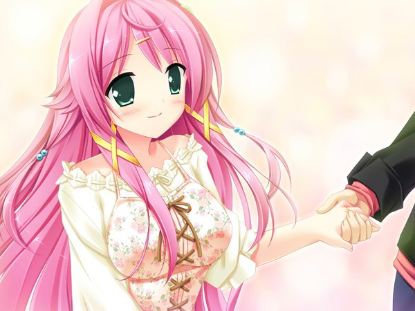 Anime picture 1680x1260 with mechakon! awashima akane luna lia long hair blush green eyes pink hair game cg girl