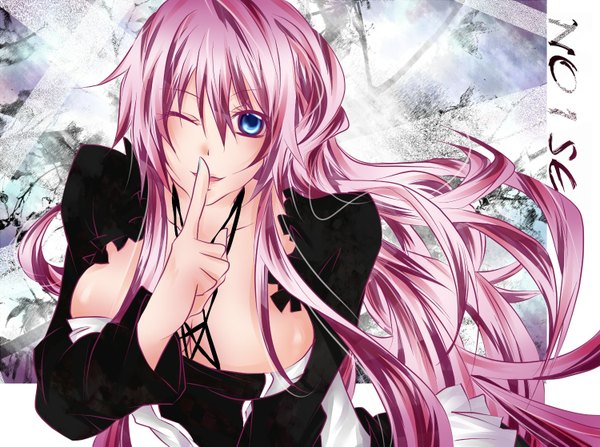 Anime picture 1500x1119 with vocaloid megurine luka tyouya long hair blue eyes pink hair girl