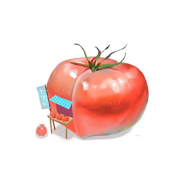 Anime picture 900x900 with original chai (artist) simple background white background no people vegetables shop tomato