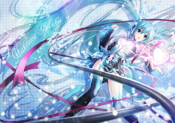 Anime picture 2480x1748 with vocaloid hatsune miku nisson highres twintails blue hair girl