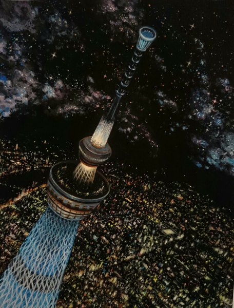 Аниме картинка 973x1280 с оригинальное изображение woiow1 высокое изображение облако (облака) вид сверху ночь ночное небо город городской пейзаж без людей городские огни звезда (звёзды) башня tokyo sky tree