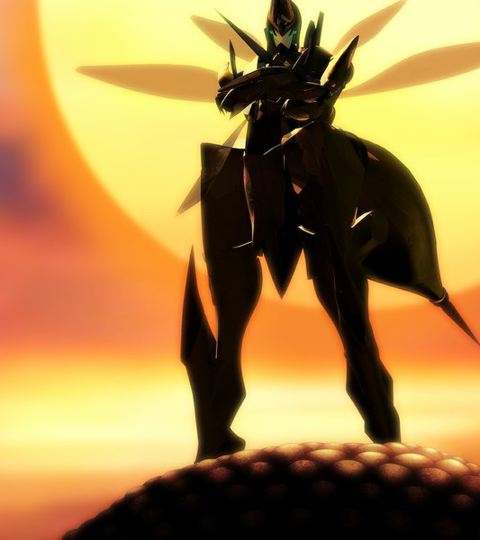 Anime picture 1024x1152 with full metal daemon muramasa nitroplus single tall image simple background standing sun cyborg