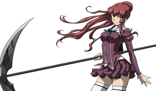 Anime picture 3840x2236 with freezing annette maximillion single long hair highres wide image brown eyes absurdres red hair transparent background vector girl uniform weapon school uniform