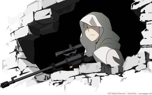 Anime picture 2560x1600 with fullmetal alchemist studio bones riza hawkeye prooof single highres wide image girl weapon gun