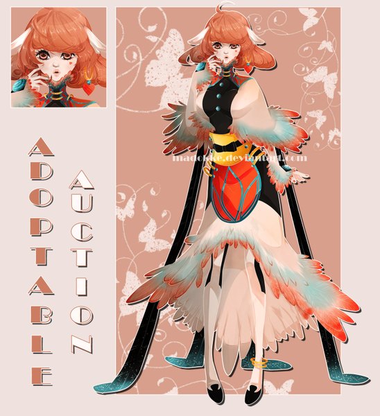Anime picture 1500x1640 with original nebeskaa single tall image short hair red eyes brown hair standing lips orange hair orange eyes finger to mouth face paint girl dress earrings pantyhose bracelet belt insect
