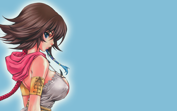 Anime picture 2560x1600 with final fantasy square enix yuna (ff10) highres wide image blue background tagme