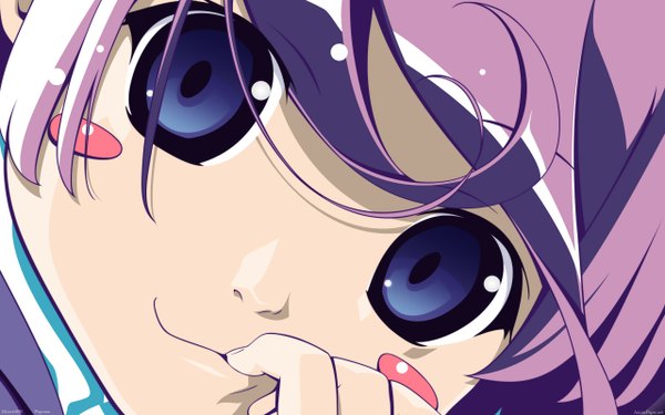 Anime picture 2560x1600 with popotan mii (popotan) blush highres wide image purple eyes purple hair close-up girl
