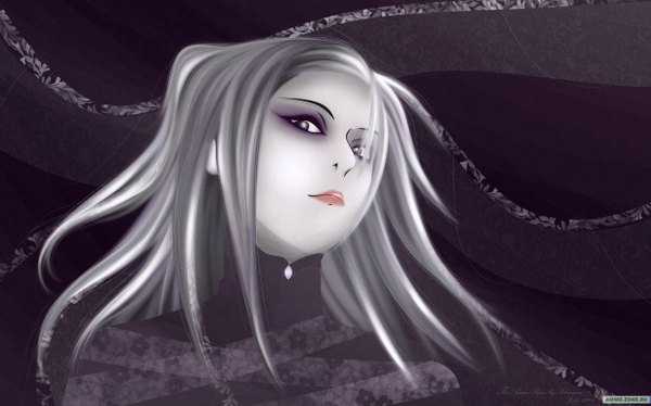 Anime picture 1229x768 with ergo proxy re-l mayer single long hair fringe wide image white hair hair over one eye girl
