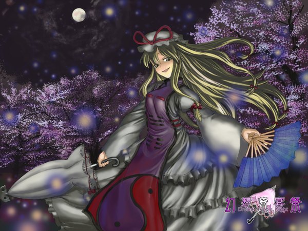 Anime picture 1600x1200 with touhou yakumo yukari highres blonde hair girl