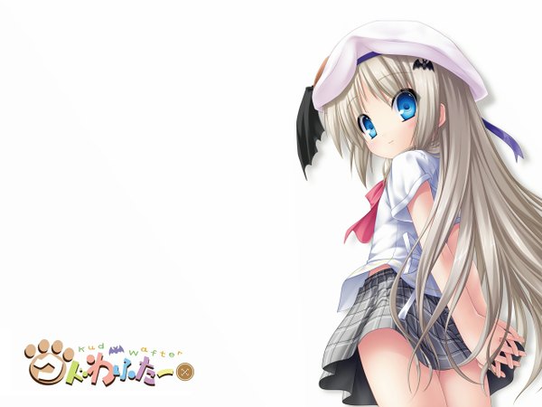 Anime picture 1280x960 with little busters! key (studio) noumi kudryavka na-ga blue eyes simple background blonde hair white background pleated skirt loli girl hair ornament serafuku hairclip beret