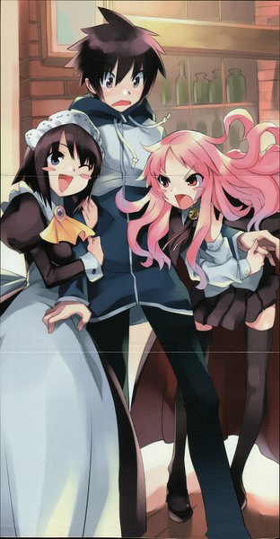 Anime picture 1200x2305 with zero no tsukaima j.c. staff louise francoise le blanc de la valliere siesta hiiraga saito usatsuka eiji tall image