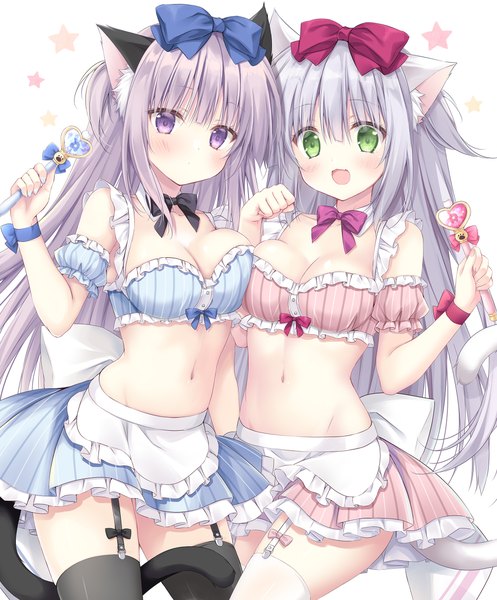 Anime picture 2000x2416 with alice or alice airi (alice or alice) rise (alice or alice) korie riko long hair tall image looking at viewer blush fringe highres breasts open mouth light erotic simple background smile hair between eyes large breasts standing white background purple eyes