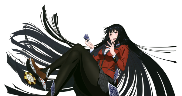 Anime picture 9674x5114 with kakegurui jabami yumeko aoki rie single looking at viewer highres open mouth black hair wide image brown eyes absurdres very long hair crossed legs floating hair transparent background girl skirt uniform school uniform miniskirt