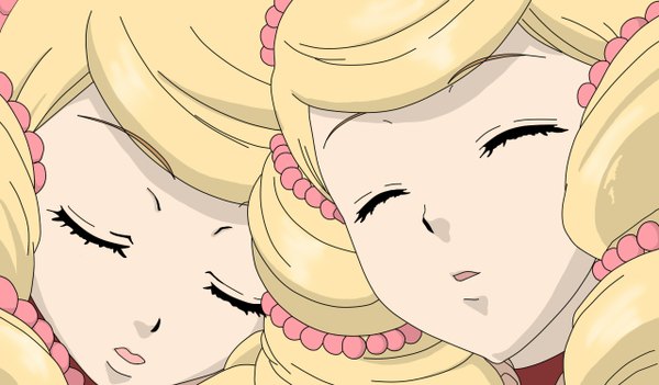 Anime picture 1280x750 with otome youkai zakuro j.c. staff bonbori hoozuki open mouth blonde hair wide image multiple girls eyes closed sleeping twins girl hair ornament 2 girls jewelry