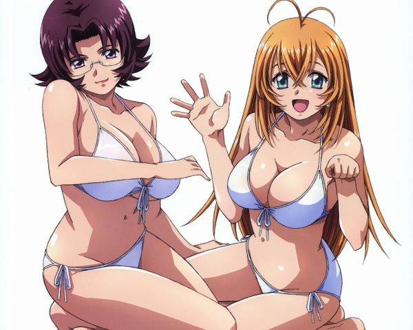 Anime picture 1280x1024 with ikkitousen sonsaku hakufu light erotic white background swimsuit bikini white bikini