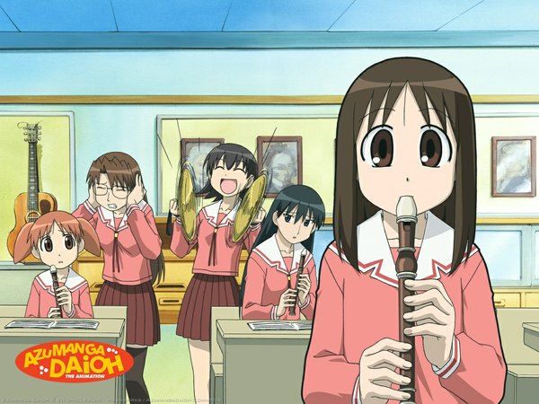 Anime picture 1024x768 with azumanga daioh j.c. staff kasuga ayumu mihama chiyo takino tomo sakaki mizuhara koyomi girl