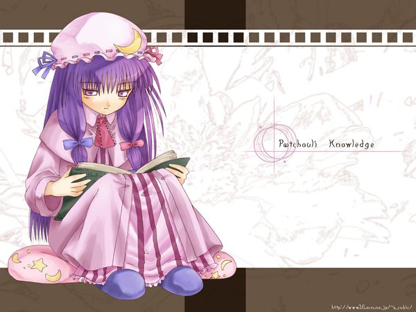 Anime picture 1024x768 with touhou patchouli knowledge loli reading girl