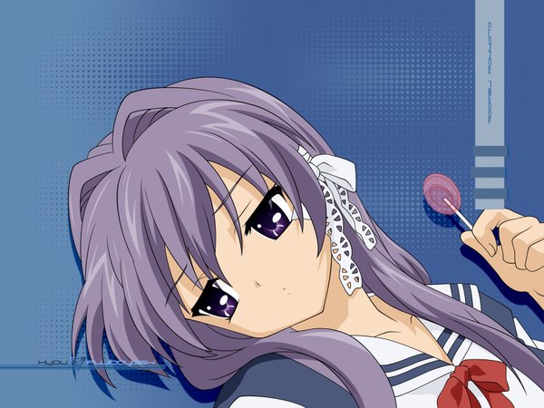 Anime picture 3584x2688 with clannad key (studio) fujibayashi kyou highres blue background