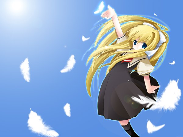 Anime picture 1600x1200 with air key (studio) kamio misuzu girl feather (feathers)