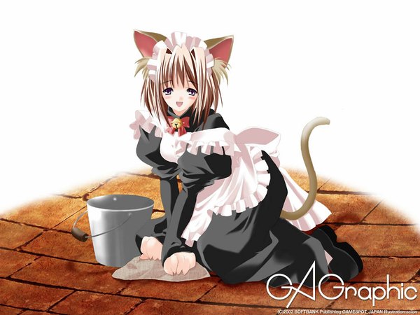 Anime picture 1024x768 with gagraphic animal ears maid cat girl girl
