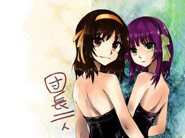 Anime picture 1340x1000 with suzumiya haruhi no yuutsu angel beats! kyoto animation key (studio) suzumiya haruhi nakamura yuri crossover girl