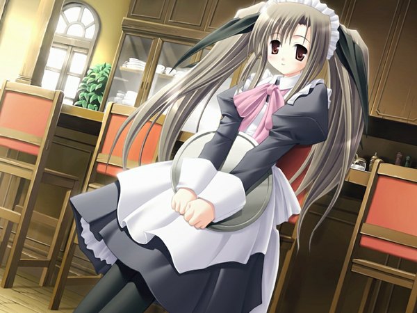 Anime picture 1024x768 with north wind dreamsoft ayakawa kanon torishimo long hair brown hair twintails brown eyes game cg maid girl