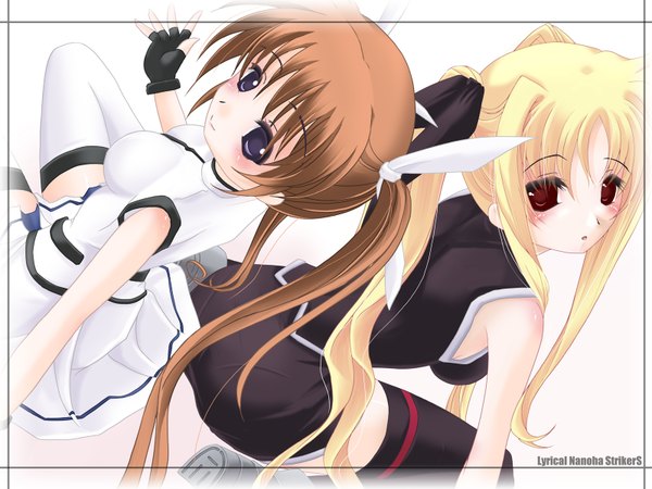 Anime picture 1600x1200 with mahou shoujo lyrical nanoha strikers fate testarossa takamachi nanoha tagme