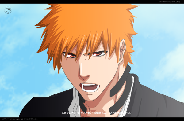 Anime picture 1024x676 with bleach studio pierrot kurosaki ichigo akira-12 single short hair open mouth simple background brown eyes signed orange hair inscription coloring close-up face boy