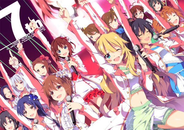 Anime picture 1254x885 with idolmaster hoshii miki kisaragi chihaya amami haruka ganaha hibiki shijou takane minase iori kikuchi makoto hagiwara yukiho miura azusa takatsuki yayoi akizuki ritsuko futami mami futami ami otonashi kotori ooba kagerou long hair blush short hair open mouth