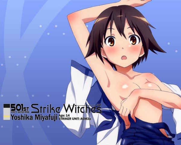 Аниме картинка 1280x1024 с штурмовые ведьмы miyafuji yoshika грудь лёгкая эротика купальник сэрафуку