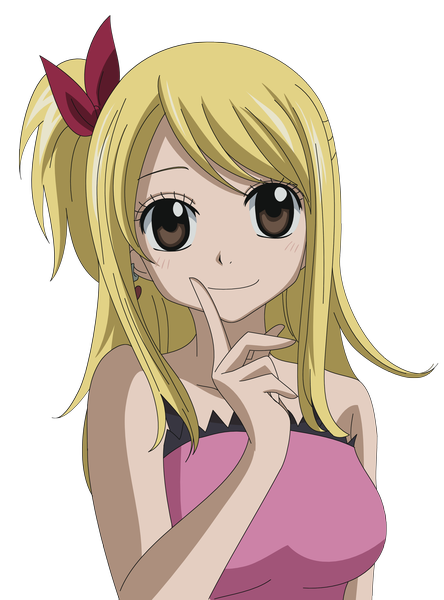 Anime picture 2124x2868 with fairy tail lucy heartfilia meiji (kurumierika) single long hair tall image highres blonde hair smile brown eyes one side up finger to mouth transparent background girl dress earrings