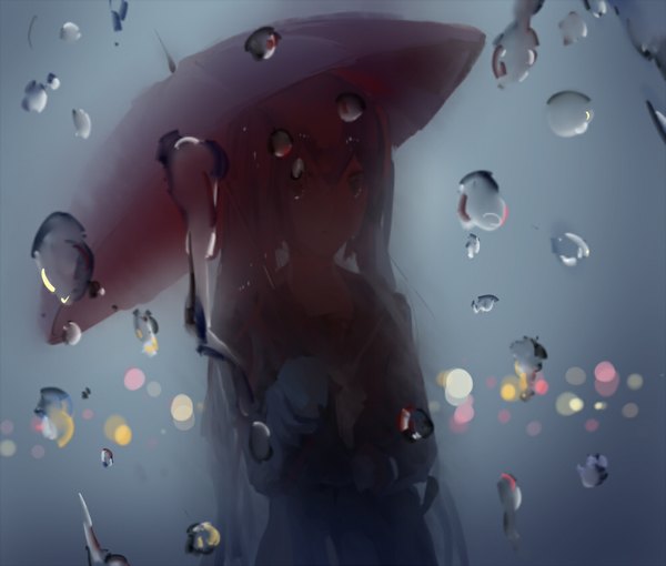 Аниме картинка 1000x850 с вокалоид хацунэ мику ludou (artist) один (одна) длинные волосы смотрит на зрителя стоя два хвостика держать девушка форма вода сэрафуку зонт капли воды