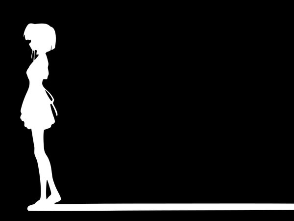 Anime picture 1600x1200 with ef shaft (studio) shindou chihiro black background monochrome vector silhouette