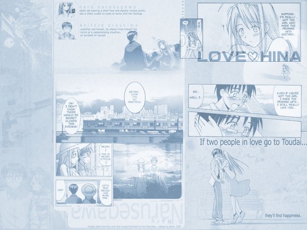 Anime picture 1600x1200 with love hina narusegawa naru urashima keitaro akamatsu ken monochrome girl train