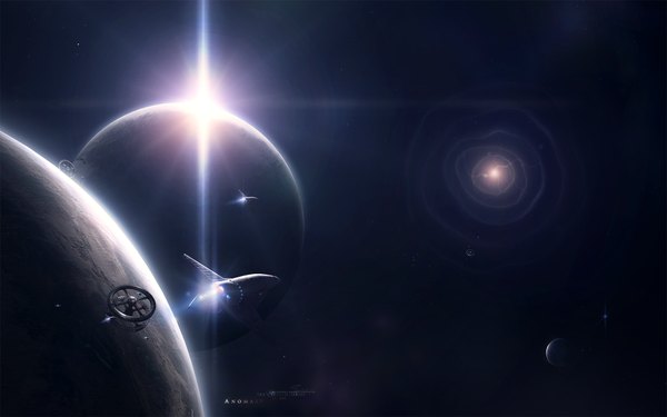 Anime picture 1920x1200 with original kaioshen highres wide image inscription wallpaper light no people space science fiction star (stars) planet spacecraft