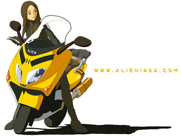 Anime picture 1024x768 with alien1452 long hair motorcycle tagme