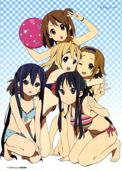 Anime picture 2905x4070 with k-on! kyoto animation megami magazine akiyama mio hirasawa yui nakano azusa kotobuki tsumugi tainaka ritsu horiguchi yukiko long hair tall image highres short hair open mouth blue eyes black hair blonde hair smile brown hair multiple girls