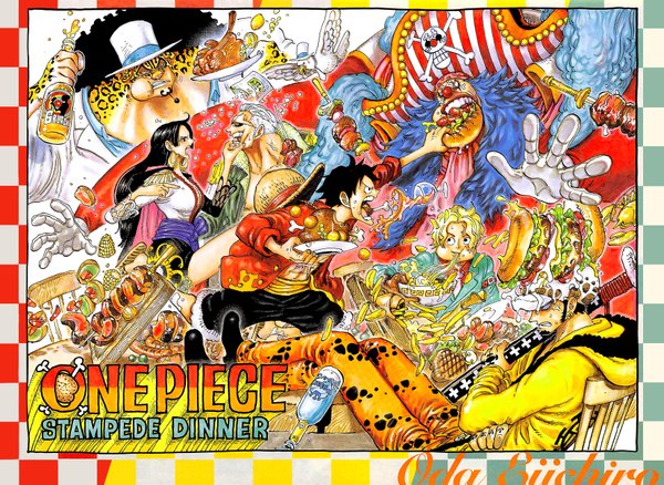 Anime picture 1780x1300 with one piece toei animation monkey d. luffy boa hancock trafalgar law sabo (one piece) buggy the clown smoker (one piece) rob lucci hattori (one piece) oda eiichirou long hair highres short hair breasts open mouth black hair simple background blonde hair standing