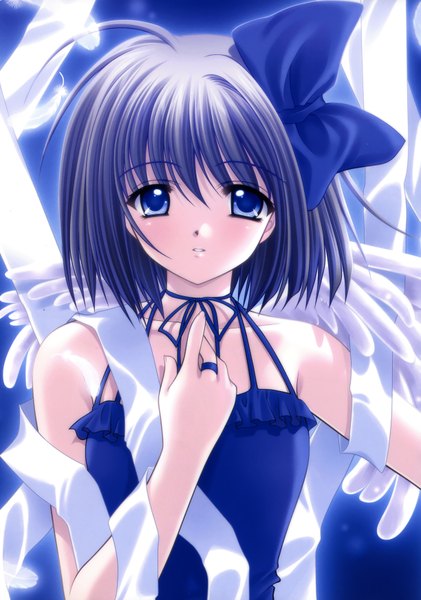 Anime picture 2447x3490 with oretachi ni tsubasa wa nai haneda kobato nishimata aoi tall image highres short hair blue eyes black hair girl ribbon (ribbons) bow hair bow wings