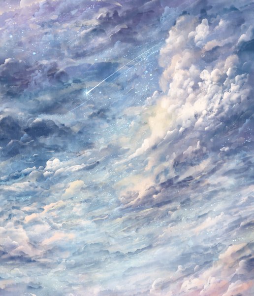 Аниме картинка 1344x1562 с оригинальное изображение bounin высокое изображение небо облако (облака) без людей свечение падающая звезда звезда (звёзды)