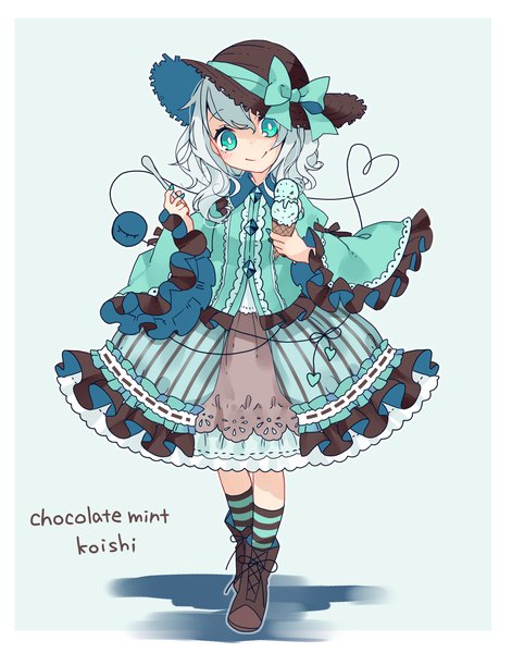 Anime picture 1755x2237 with touhou komeiji koishi toutenkou single long hair tall image looking at viewer highres simple background smile standing white background green eyes full body long sleeves head tilt grey hair wide sleeves alternate costume character names