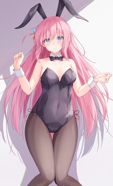 Anime picture 2931x4817 with bocchi the rock! cloverworks gotou hitori daidai (daidai826) single long hair tall image looking at viewer blush fringe highres breasts blue eyes light erotic hair between eyes large breasts standing signed animal ears pink hair