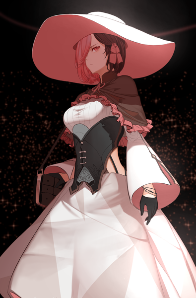 Anime picture 2367x3593 with rwby rooster teeth neopolitan (rwby) dishwasher1910 single tall image fringe highres short hair black hair simple background standing looking away pink hair long sleeves pink eyes multicolored hair blurry hair over one eye wide sleeves