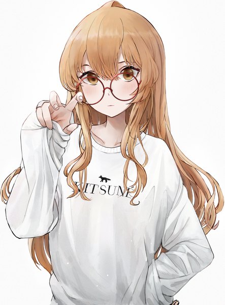 Anime picture 2313x3127 with toradora j.c. staff aisaka taiga envysoi single long hair tall image looking at viewer blush fringe highres simple background hair between eyes brown hair white background brown eyes payot upper body long sleeves alternate costume