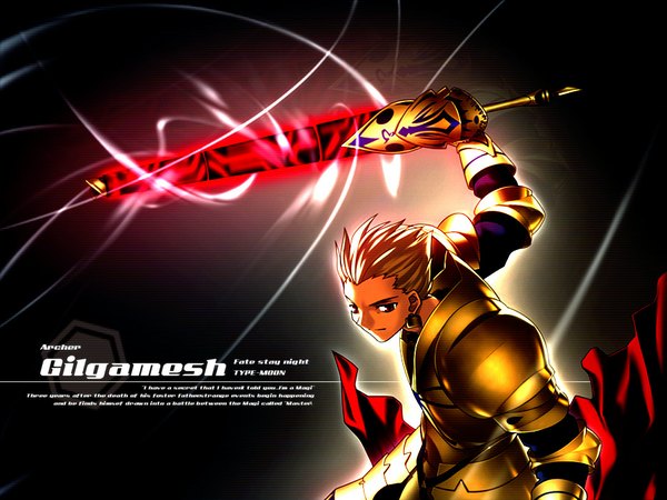 Anime picture 1024x768 with fate (series) fate/stay night studio deen type-moon gilgamesh (fate)
