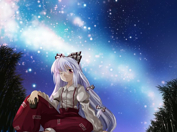 Anime picture 1024x768 with touhou fujiwara no mokou milky way girl tagme