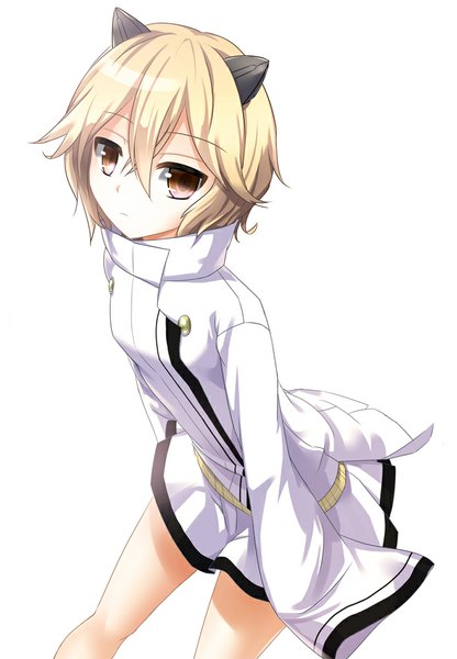 Anime picture 694x1000 with tokyo ravens 8bit pixiv saotome suzu yaneura single tall image looking at viewer short hair simple background blonde hair white background brown eyes long sleeves girl uniform school uniform